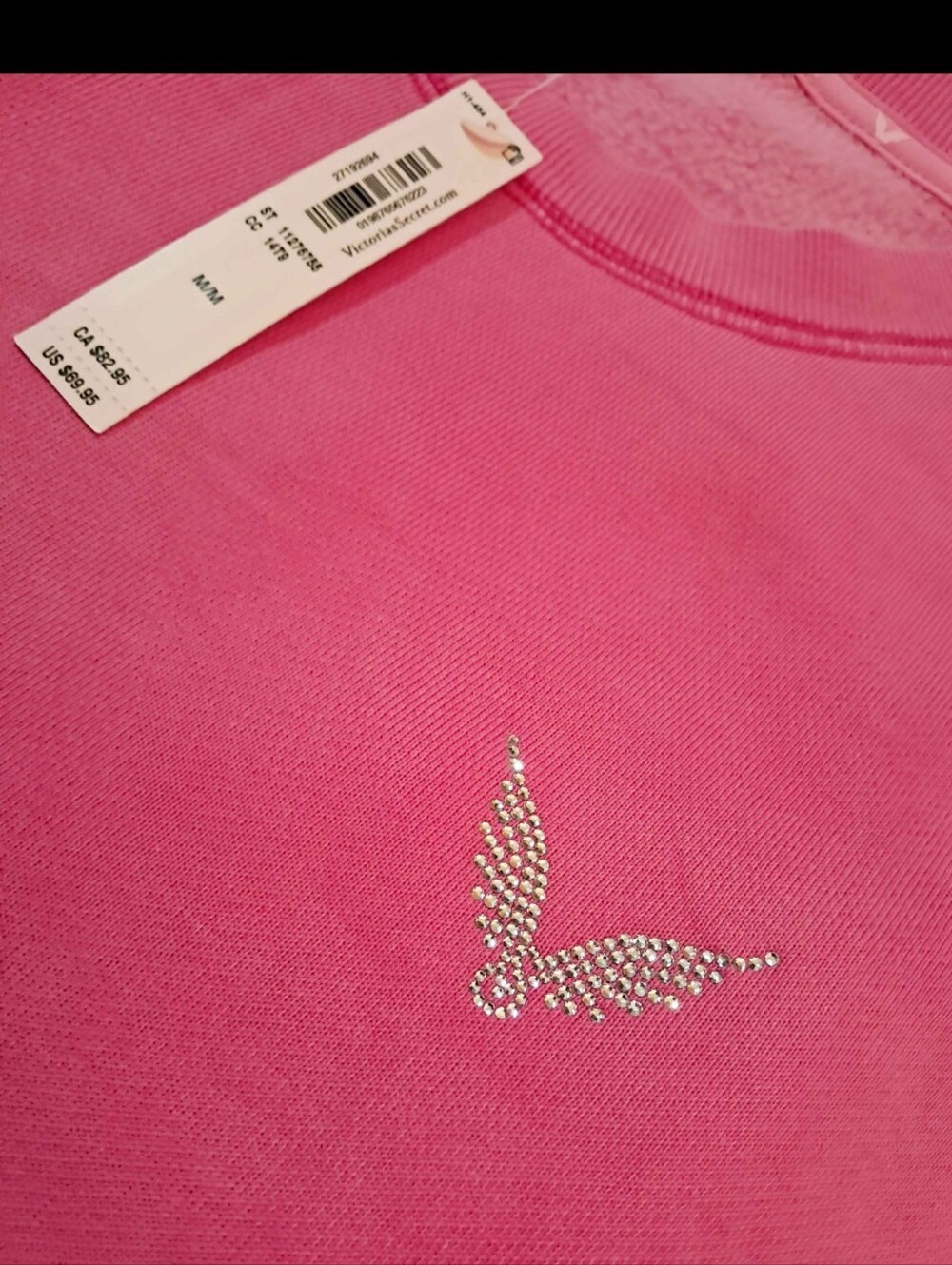 New Victoria's Secret Hollywood Pink Angel Essentials Iconic Fleece Sweatshirt M - Picture 4 of 6